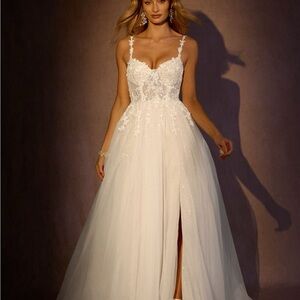 Azazie White Lace Wedding Dress nwt